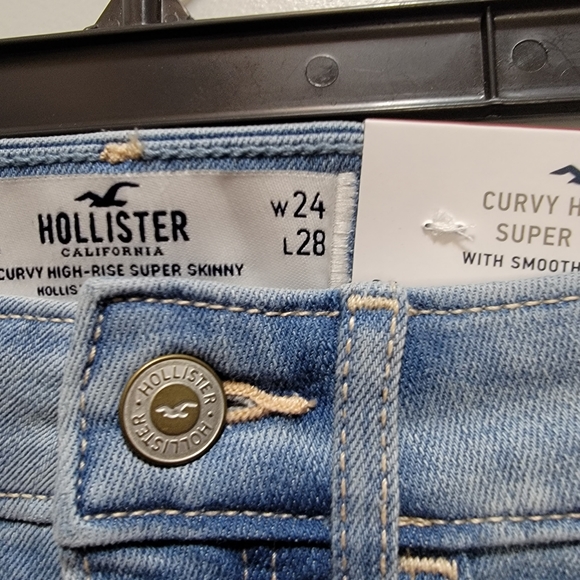 Hollister HIGH-RISE SUPER SKINNY JEANS Size 0 / 24 Light Wash NEW! - Picture 10 of 14